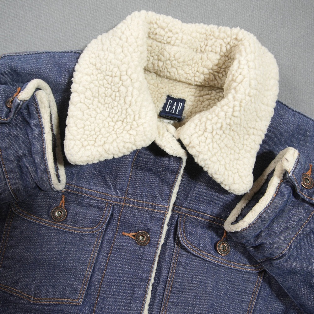 Vintage Y2K Gap Western Cowgirl Sherpa Lined Denim Trucker S Women Jacket Work
